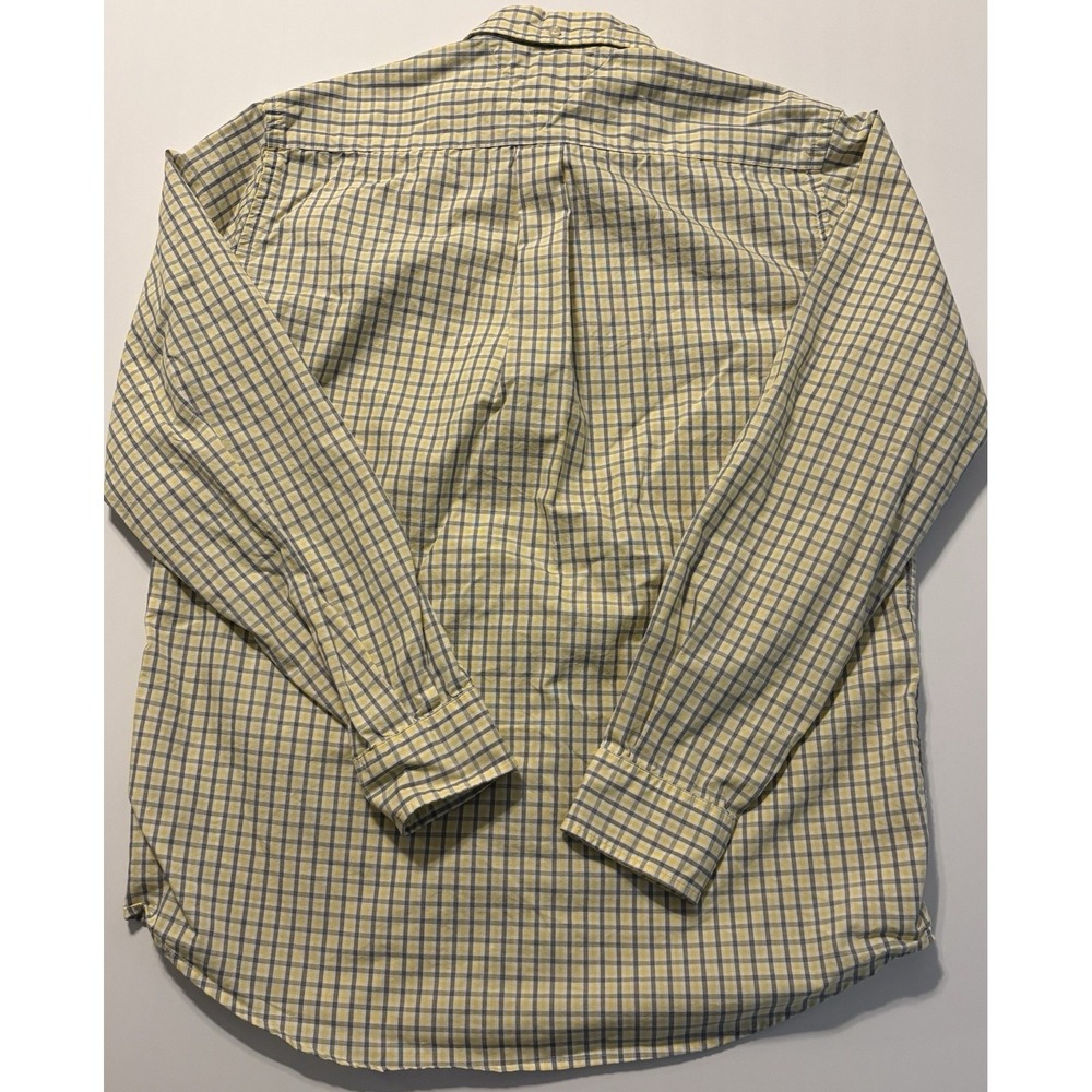 Tommy Hilfiger Men's Medium Classic Fit Plaid Shirt Yellow Blue Cotton - Picture 5 of 11